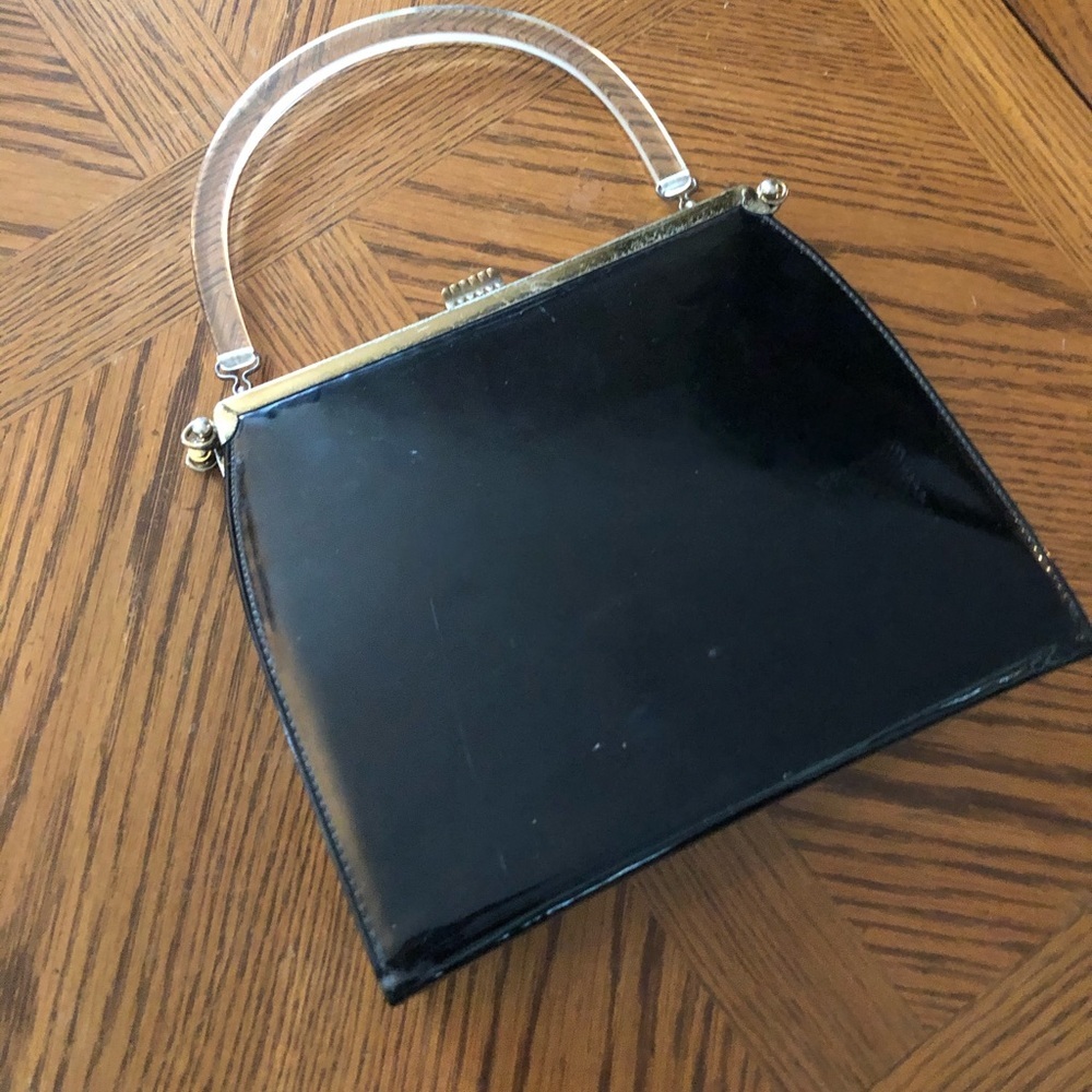 3 in 1 Blue Handbag w Lucite Handle - Picture 11 of 13
